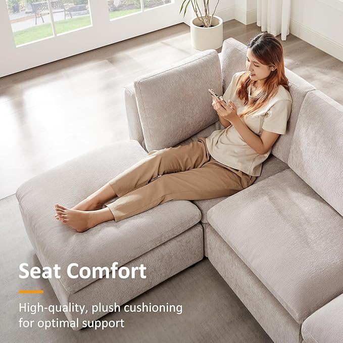 VANOMi Modular Sectional Sofa, Convertible Couch Modular Sofa Without Ottoman, Sectional Sofas for Living Room Small Apartments