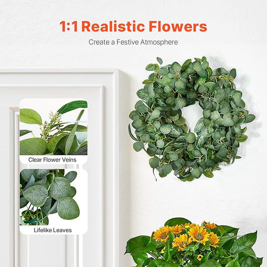 VEVOR 26" Eucalyptus Wreath for Front Door, Artificial Spring Greenery Wreath with Berries - All-Season Indoor Outdoor Farmhouse Decor for Wall, Window, Home, Festival