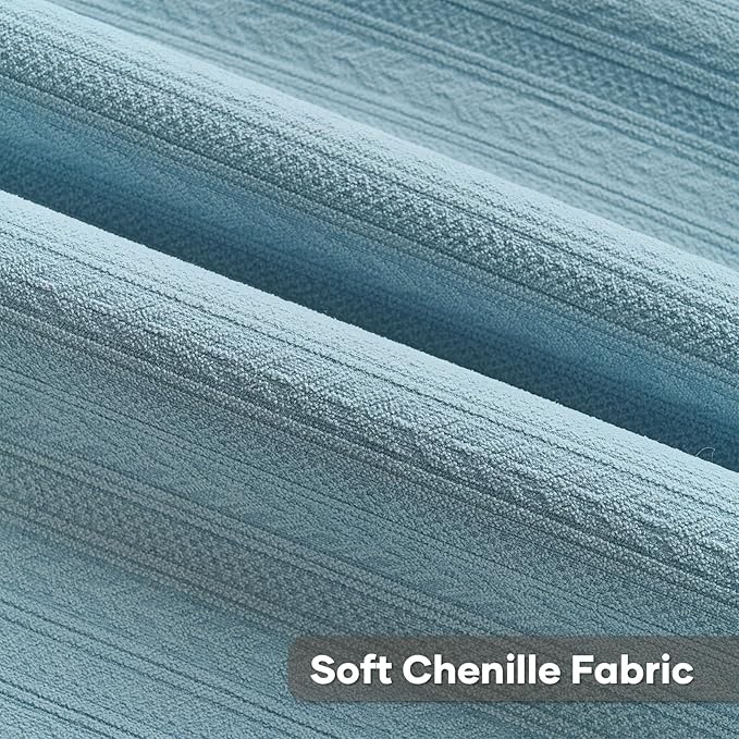 FUTEI Denim Blue Decorative Throw Pillow Covers 18x18 Inch Set of 2,Soft Cozy Wheat Ear Striped Patterns Cushion Cases,Modern Home Decor for Couch Bed Living Room