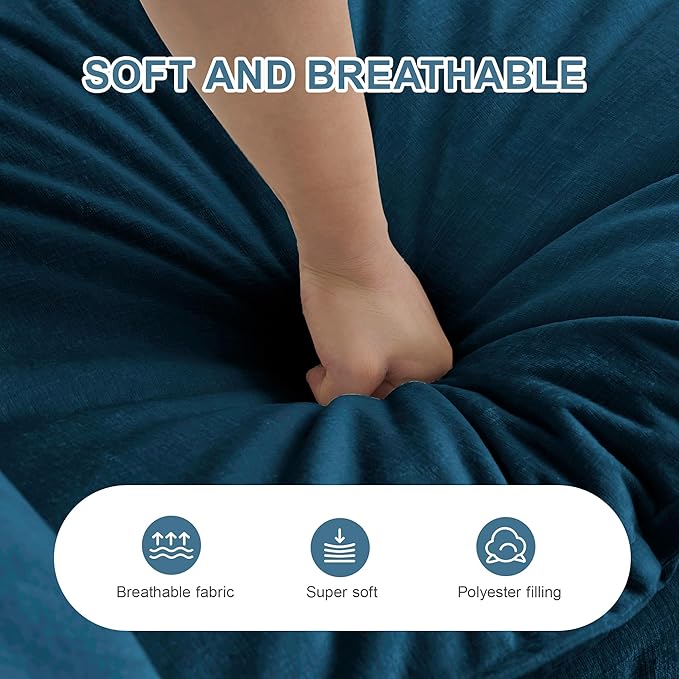 Modular Sectional Sofa, 111.5 Inch U-Shaped Cloud Sofa with Deep Seat Chenille Sofa with Cushions, Three-Self Sectional Sofa for Living Room Apartment,Blue