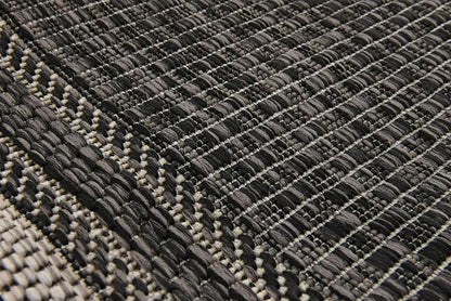 Unique Loom Outdoor Border Collection Area Rug - Soft Border (2' x 6' 1" Runner, Black/ Ivory)