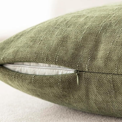 Foindtower Pack of 2 Soft Textured Chenille Throw Decorative Pillow Covers Square Accent Solid Cushion Cover Cozy Neutral Farmhouse Pillow Case for Couch Sofa Bedroom Living Room 22x22 Inch,Sage Green
