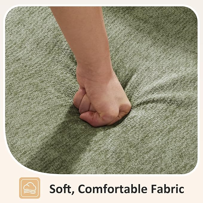 VANOMi 4 Seat Cloud Couches for Living Room with 2 Ottomans, 118" Modular Sectional Sofas & Couches, Comfy Chenille Cloud Sectional Couch Sofa for Apartment, Office, Olive Green, U Shaped