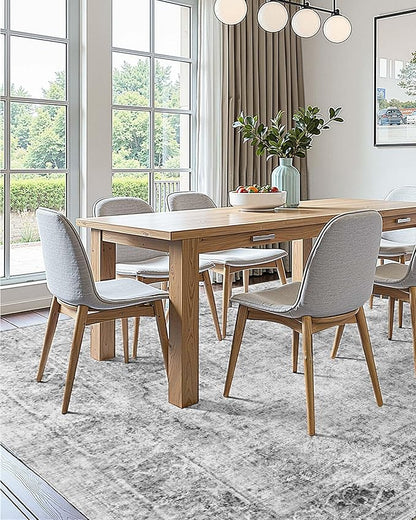 VEVOR 6 x 9 ft Area Rug Large Washable Boho Rug Non-Slip and Tear-Resistant Soft Carpet Pet & Child Friendly Bohemian Area Rugs Indoor Mat for Bedroom Living Room Kids Room Entryway Gray