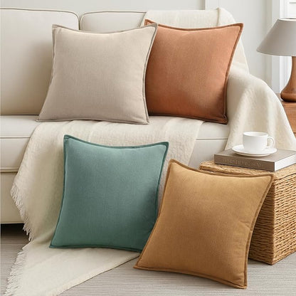 ZWJD Throw Pillow Covers 18x18 Set of 4 Chenille Pillow Covers with Elegant Design Soft and Luxurious Decorative Throw Pillows for Couch, Bed, and Home Decor