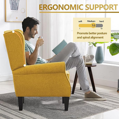 Accent Chair, Modern Living Room Chairs with Wingback, Comfy Upholstered High Back Single Sofa for Bedroom, Mid-Century Reading Armchair Sillas para Sala
