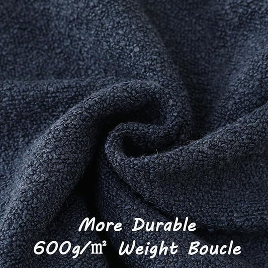 FUTEI Pack of 2 Navy Blue Decorative Throw Pillow Covers 18x18 Inch Soft Cozy Solid Boucle Textured Cushion Case,Modern Home Decor for Couch Bed Living Room