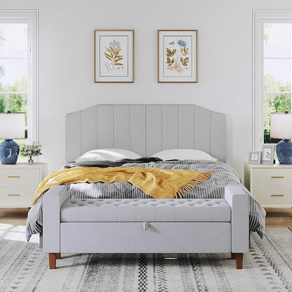 King Size Headboard Only, Linen Upholstered Headboard King/California King Size Wall Mount and Bed Frame Mount, Featuring High-Density Sponge Padding Easy Assembly Comfort Style-Linen Gray