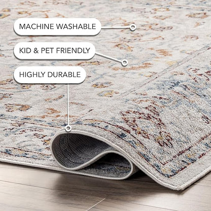 nuLOOM 2'8" x 8' Machine Washable Stain-Resistant Area Rug Medium Profile for Living Room, Bedroom, and Dining Room, Cady Beige