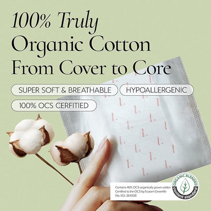 INERTIA The Prism White – Truly Organic Ultra Thin & Leak-Proof Organic Cotton Korean Pads with Wings | Heavy Absorbency | Hypoallergenic, Super Absorbent, Chlorine-Free & Fragrance-Free (10 Count)