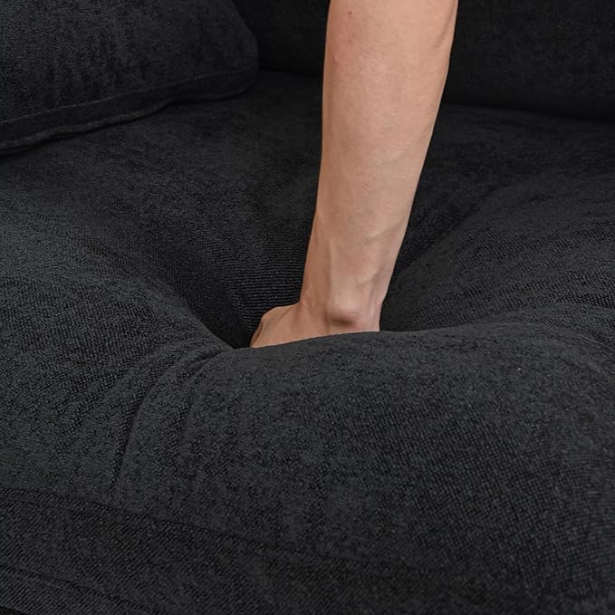 Cloud Couch Modular Sectional Sofa with Storage Ottoman,L Shaped Couch for Living Room,120.45inch Down Filled 4 Seater Black Convertible Sectional Sofas,Covers Washable&Replaceable