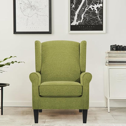 Accent Chair, Modern Living Room Chairs with Wingback, Comfy Upholstered High Back Single Sofa for Bedroom, Mid-Century Reading Armchair Sillas para Sala