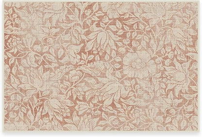 RUGGABLE x Morris & Co Washable Area Rug – Mallow Rust Red 2x3, Stain-Resistant, Non-Slip – Small Machine Washable Rugs for Living Room, Bedroom, Hallway, Entryway & Bathroom–with Standard Pad