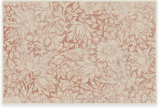RUGGABLE x Morris & Co Washable Area Rug – Mallow Rust Red 2x3, Stain-Resistant, Non-Slip – Small Machine Washable Rugs for Living Room, Bedroom, Hallway, Entryway & Bathroom–with Cushioned Pad