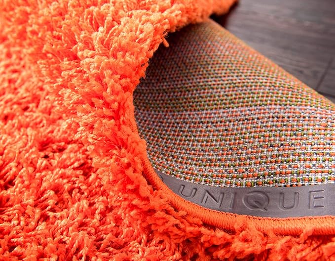 Unique Loom Solid Shag Collection Area Rug (2' 6" x 16' 5" Runner, Tiger Orange)
