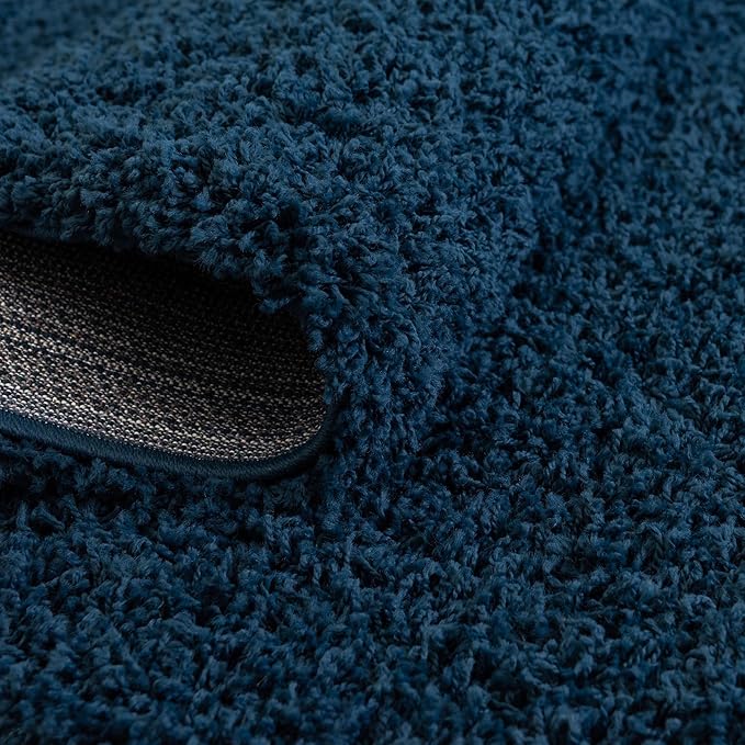 Unique Loom Solid Shag Collection Area Rug (6' 1" Octagon, Sapphire Blue/ Navy Blue)
