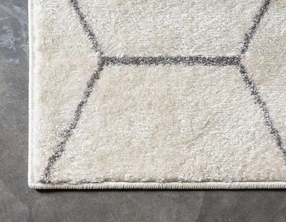 Unique Loom Trellis Frieze Collection Area Rug - Geometric (3' 3" x 5' 3", Ivory/ Gray)