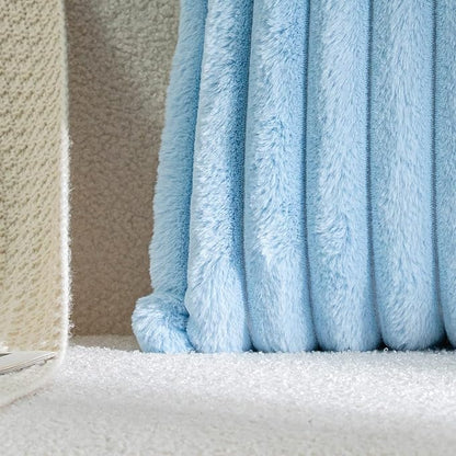 DEELAND Pack of 2,Double-Sided Faux Fur Plush Decorative Throw Pillow Covers Fuzzy Striped Soft Pillowcase Cushion Covers for Sofa Couch Bedroom Lightblue 22x22 inch