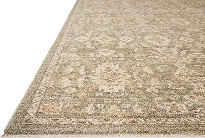 Loloi Chris Loves Julia Palma Collection PLM-03 Lagoon/Natural 5'-3" x 7'-6" Area Rug Vintage Style Boho Living Room Bedroom Carpet