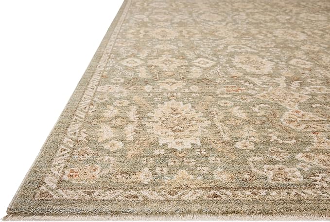 Loloi Chris Loves Julia Palma Collection PLM-03 Lagoon/Natural 3'-6" x 5'-6" Accent Rug Vintage Style Boho Living Room Bedroom Carpet
