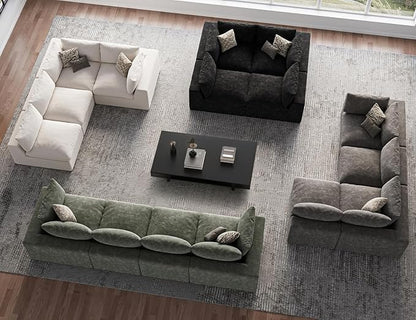 120" Cloud Sectional Couch | Oversize Boneless Couches for Living Room | 4 Seater Modern L-Shape Sofa | Green