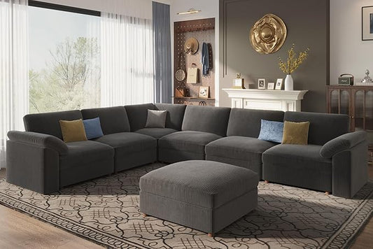 EASE MOOSE Oversized Sectional Modular Sofa,Large L Shape Sectional Couch Wide Deep Seat Modular Cloud Couch,Removable Cover