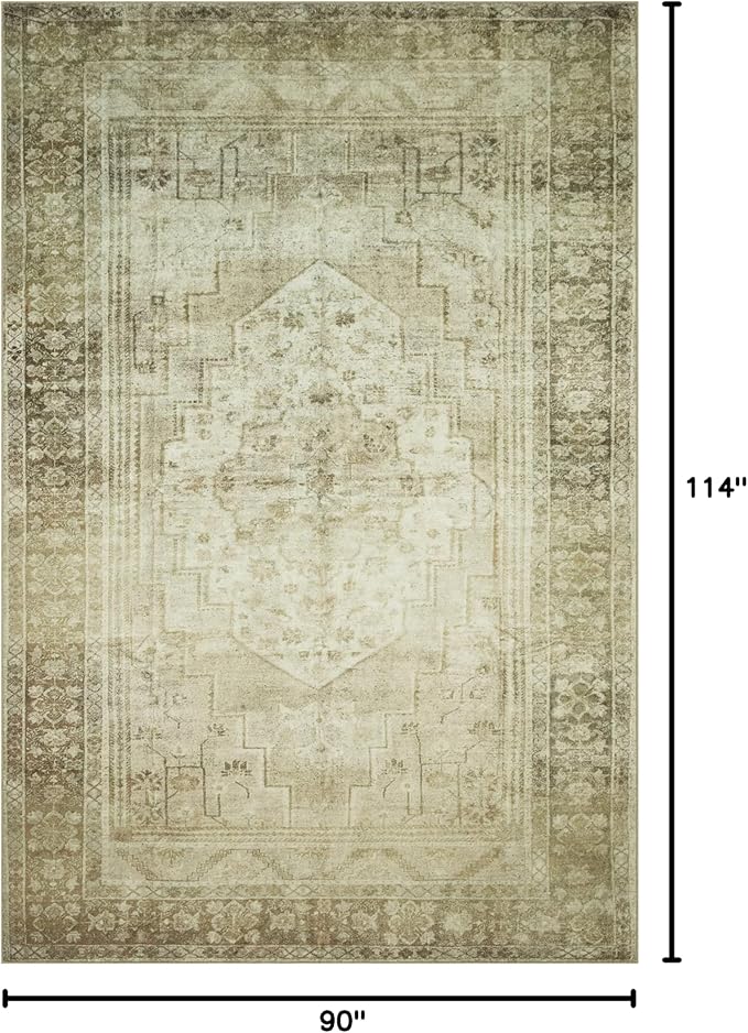 Loloi Magnolia Home by Joanna Gaines Banks Collection BAN-06 Natural/Granite 7'-6" x 9'-6", .13" Pile Height, Machine Washable, Area Rug