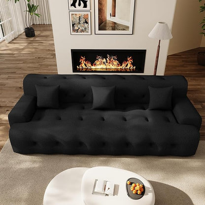 114'' Oversized Sectional Couches for Living Room Boneless Modular Sectional Sofa Plush Cloud Modular Couch Modern Sectionals with Deep Seat, No Assembly Required, 3 Seater, Black