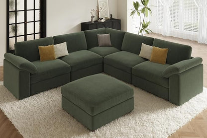 EASE MOOSE Oversized L Shape Sectional Modular Sectional Sofa,Green Extra Large Comfty Cloud Couch，Deep Seat Wide Modular Sofa for Living Room ，Removable Cover