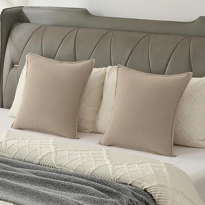 FUTEI Oatmeal Chenille Throw Pillow Covers 12x20 Inch Set of 2,Edges Double-Stitched Lumbar Pillow Cases,Modern Home Decor for Couch Living Room