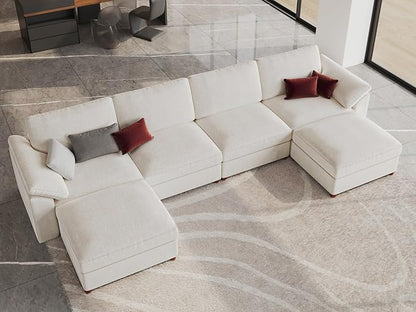 EASE MOOSE Sectional Modular Sofa, Oversized U Shape Sectional Couch Wide Deep seat Sectional Sofa,FSC Certified Comfortable Chenille White Modular Sofa