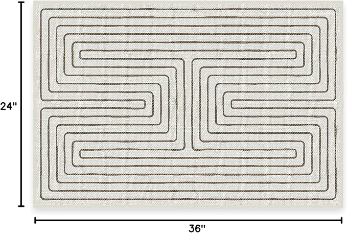 RUGGABLE x Jonathan Adler Machine Washable Modern Area Rug– Labyrinth Camel/Ivory 2x3, Stain-Resistant, Non-Slip – Small Rugs for Living Room, Bedroom, Hallway, Entryway & Bathroom–with Cushioned Pad
