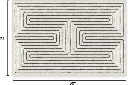 RUGGABLE x Jonathan Adler Machine Washable Modern Area Rug – Labyrinth Camel/Ivory 2x3, Stain-Resistant, Non-Slip – Small Rugs for Living Room, Bedroom, Hallway, Entryway & Bathroom–with Standard Pad