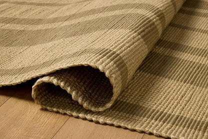 Loloi Leanne Ford Weatherstaff Collection WTS-03 Natural/Olive 8'-6" x 11'-6" Area Rug Jute, Striped, Neutral, Living Room, Bedroom, Dining Room