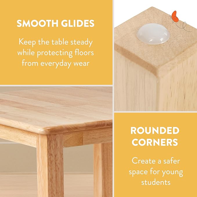 Kids Wood Table, Rectangle, 24in x 36in, Kids Furniture, Natural