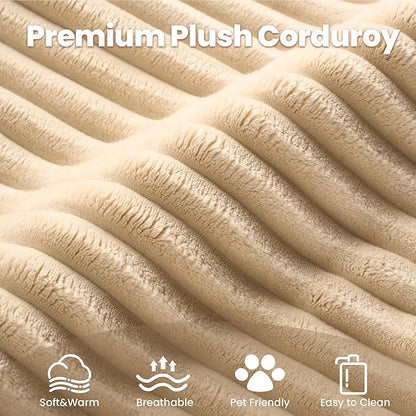 32.7'' Ottoman for Modular Sectional Sofa, Deep Seat Upholstered Footstool for Sofas Set, L/U/V Shaped Plush Corduroy Cloud Couch for Living Room Apartment, Beige