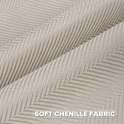 FUTEI Beige Chenille Throw Pillow Covers 24x24 Inch Set of 2,Soft Wide Chevron Textured European Pillow Shams,Farmhouse Home Decor for Couch Bed Living Room