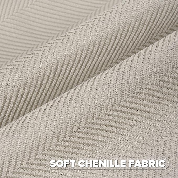 FUTEI Beige Chenille Throw Pillow Covers 20x20 Inch Set of 2,Soft Wide Chevron Textured Cushion Case,Farmhouse Home Decor for Couch Bed Living Room