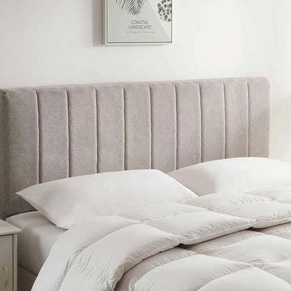 Nestl Upholstered King Headboard - Easy Assemble Channel Stitched Headboard King Size Bed - Wall Mounted Headboards with 3D Soundproof Wall Panels Peel & Stick Floating Headboards, Silver