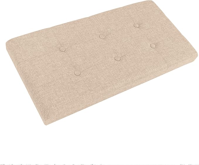 Folding Storage Ottoman - 30-Inch Tufted Footrest, Linen Chest, or Bench with Removable Bin for Living Room, Bedroom, or Dorm by Lavish Home (Beige)