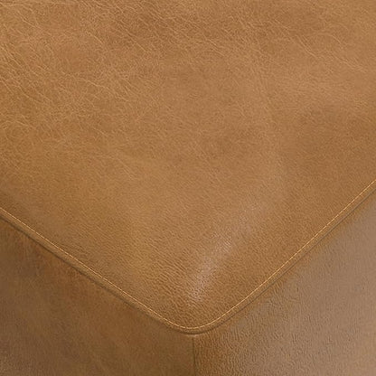 SIMPLIHOME Rex Right Corner Sectional Modular Sofa and Ottoman Set in Full-Grain Genuine Leather, Sienna, 116-inch-wide L-Shaped Leather Sofa and Matching 34-inch-Wide Table Ottoman for Living Room