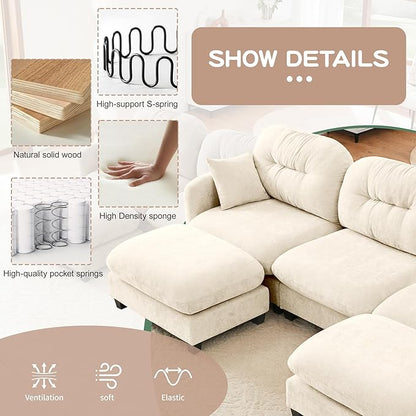 74" Loveseat for Living Room, Comfy Chenille Fabric Cloud Sectional Couch, Modern Upholstered Deep Seat Sofa with Armrest Pillow, Two Seater Couch for Small Spaces, Beige