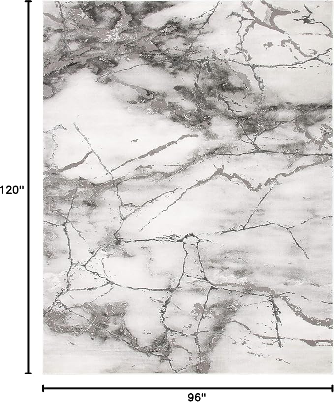 SAFAVIEH Craft Collection Area Rug - 8' x 10', Grey & Silver, Modern Abstract Design, Non-Shedding & Easy Care, Ideal for High Traffic Areas in Living Room, Bedroom (CFT877G)