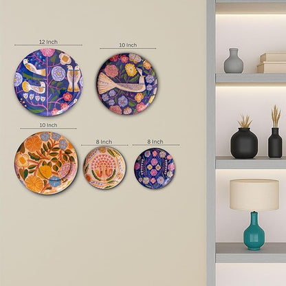 RITUALISTIC Kashmiri Wall Plates for Home Decoration | Wall Decor items for living room | Metal wall décor | Gift items for unisex | Wall art | Home Décor & Christmas Gift Items | Set of 5 plates