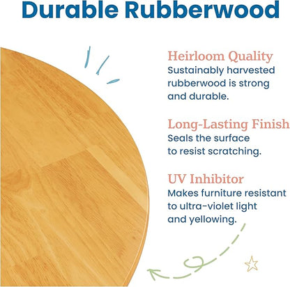 ECR4Kids 30in D Round Hardwood Table with 22in Legs, Kids Furniture, Honey