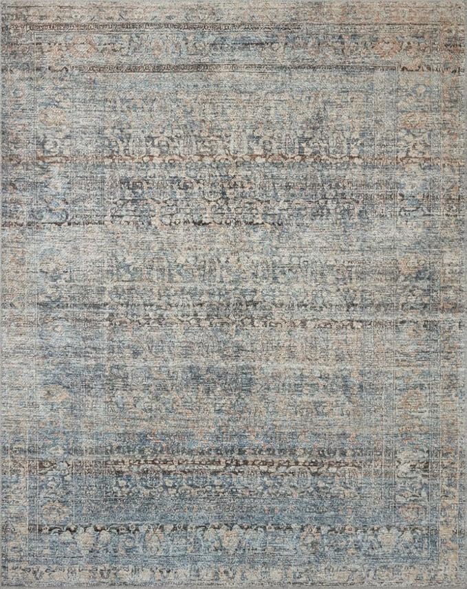 Loloi Amber Lewis Billie Collection, Denim & Blush 2'-6" x 7'-6" Area Rug – Antique & Distressed Accent Rugs for Living Room, Bedroom, Entryway & Hallway, No Shed High Traffic Area Home Decor Rug