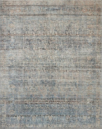 Loloi Amber Lewis Billie Collection, Denim & Blush 6'-0" x 9'-0" Area Rug – Antique & Distressed Accent Rugs for Living Room, Bedroom, Entryway & Hallway, No Shed High Traffic Area Home Decor Rug