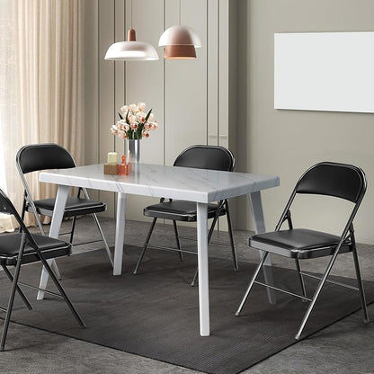 VINGLI 8 Pack Folding Chairs with Padded Seats, Metal Frame with Pu Leather Seat & Back, Capacity 350 lbs, Black