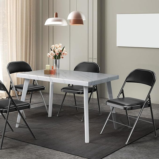 VINGLI 20 Pack Folding Chairs with Padded Seats, Metal Frame with Pu Leather Seat & Back, Capacity 350 lbs, Black