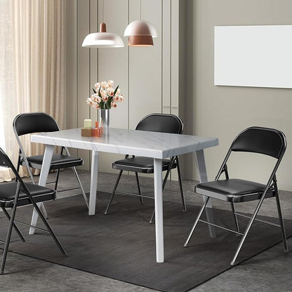 VINGLI 10 Pack Folding Chairs with Padded Seats, Metal Frame with Pu Leather Seat & Back, Capacity 350 lbs, Black